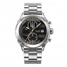 Годинник наручний Awarder 016 Тризуб Silver-Black Steel сріблястий із чорним циферблатом Годинник наручний Awarder 016 Тризуб Silver-Black Steel сріблястий із чорним циферблатом