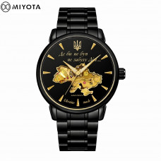 Чоловічий механічний годинник Awarder 048 Не Забуду Дім Black-Gold Steel з автопідзаводом та сапфіровим склом