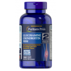Глюкозамін, хондроїтин та МСМ, Glucosamine, Chondroitin, MSM, Puritan's Pride, щоденна формула, 180 каплет