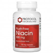 Ніацин, Flush-Free Niacin, Protocol for Life Balance, без почервоніння, 500 мг, 90 веганських капсул Ніацин, Flush-Free Niacin, Protocol for Life Balance, без почервоніння, 500 мг, 90 веганських капсул