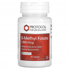 Метилфолат, 5-Methyl Folate, Protocol for Life Balance, 1000 мкг, 90 веганських таблеток Метилфолат, 5-Methyl Folate, Protocol for Life Balance, 1000 мкг, 90 веганських таблеток