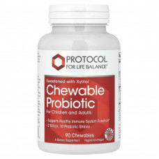 Жувальні пробіотики, Chewable Probiotic, Protocol for Life Balance, для дітей та дорослих, 2 млрд, 90 жувальних таблеток Жувальні пробіотики, Chewable Probiotic, Protocol for Life Balance, для дітей та дорослих, 2 млрд, 90 жувальних таблеток