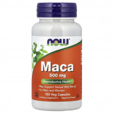 Мака (Maca), Now Foods, 500 мг, 100 вегетаріанських капсул