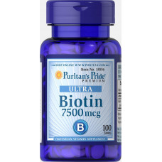 Біотин, Biotin, Puritan's Pride, 7500 мкг, 100 таблеток Біотин, Biotin, Puritan's Pride, 7500 мкг, 100 таблеток