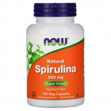 Спіруліна натуральна, Spirulina, NOW Foods, 500 мг, 120 вегетаріанських капсул