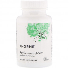 Ресвератрол, птеростільбен, куркумін, PolyResveratrol-SR, Thorne, 60 капсул