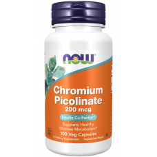 Хром піколінат, Chromium Picolinate, NOW Foods, 200 мкг, 100 вегетаріанських капсул