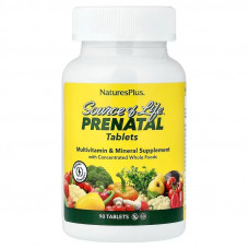 Мультивітаміни для вагітних, Source of Life Prenatal, Nature's Plus, 90 таблеток Мультивітаміни для вагітних, Source of Life Prenatal, Nature's Plus, 90 таблеток