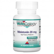 Мелатонін, Melatonin, Nutricology, 20 мг, 60 капсул