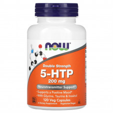 5-HTP, 5-гідрокситриптофан, 5-HTP, NOWFoods, подвійна сила, 200 мг, 120 вегетаріанських капсул