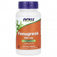 Пажитник, Fenugreek, Now Foods, 500 мг, 100 вегетаріанських капсул