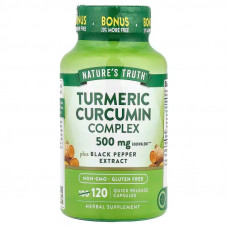 Куркума та куркумін комплекс, Turmeric Curcumin Complex, Nature's Truth, плюс екстракт чорного перцю, 500 мг, 120 капсул зі швидким вивільненням