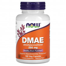 Диметиламіноетанол, DMAE, NOW Foods, 250 мг, 100 вегетаріанських капсул