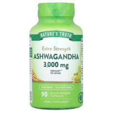 Ашваганда, посилена, Extra Strength Ashwagandha, Nature's Truth, 3000 мг, 90 капсул швидкого вивільнення (1500 мг на капсулу) Ашваганда, посилена, Extra Strength Ashwagandha, Nature's Truth, 3000 мг, 90 капсул швидкого вивільнення (1500 мг на капсулу)