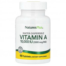 Вітамін А, Vitamin A, Nature's Plus, водорозчинний, 10000 МО (3000 мкг), 90 таблеток
