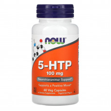 5-HTP, 5-гідрокситриптофан, 5-HTP, NOW Foods, 100 мг, 60 вегетаріанських капсул