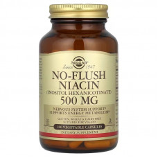Ніацин, No-Flush Niacin, Solgar, не викликає почервоніння, 500 мг, 100 капсул Ніацин, No-Flush Niacin, Solgar, не викликає почервоніння, 500 мг, 100 капсул
