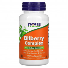 Чорниця для зору, Bilberry Complex, Now Foods, комплекс, 100 вегетаріанських капсул