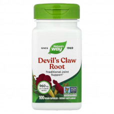 Кіготь диявола, Devil's Claw, Secondary Root, Nature's Way, бульби, 960 мг, 100 веганських капсул Кіготь диявола, Devil's Claw, Secondary Root, Nature's Way, бульби, 960 мг, 100 веганських капсул