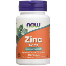 Цинк, Zinc, NOW Foods, 50 мг, 100 таблеток