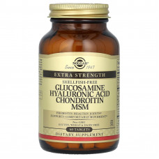 Глюкозамін, гіалуронова кислота, хондроїтин, МСМ, Glucosamine Hyaluronic Acid Chondroitin MSM, Solgar, 60 таблеток