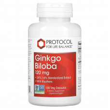 Гінкго Білоба, Ginkgo Biloba, Protocol for Life Balance, 120 мг, 100 рослинних капсул