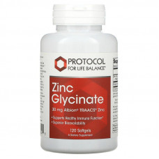Гліцинат цинку, Zinc Glycinate, Protocol for Life Balance, 30 мг, 120 гелевих капсул Гліцинат цинку, Zinc Glycinate, Protocol for Life Balance, 30 мг, 120 гелевих капсул