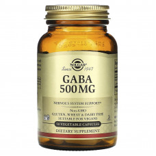 ГАМК, Гамма-аміномасляна кислота, GABA, Solgar, 500 мг, 50 рослинних капсул ГАМК, Гамма-аміномасляна кислота, GABA, Solgar, 500 мг, 50 рослинних капсул