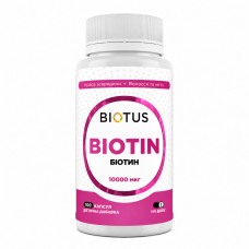 Біотин, Biotin, Biotus, 10000 мкг, 100 капсул Біотин, Biotin, Biotus, 10000 мкг, 100 капсул