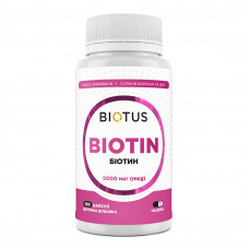 Біотин, Biotin, Biotus, 5000 мкг, 100 капсул Біотин, Biotin, Biotus, 5000 мкг, 100 капсул