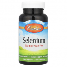 Селен, Selenium, Carlson, 200 мкг, 180 капсул