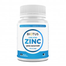 Цинк хелатний, Chelated Zinc, Biotus, 30 мг, 60 капсул Цинк хелатний, Chelated Zinc, Biotus, 30 мг, 60 капсул