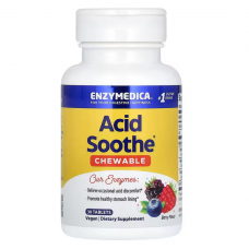 Зниження кислотності шлунка, Acid Soothe, Enzymedica, смак ягід, 30 жувальних таблеток Зниження кислотності шлунка, Acid Soothe, Enzymedica, смак ягід, 30 жувальних таблеток