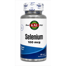 Селен, Selenium, KAL, без дріжджів, 100 мкг, 100 таблеток