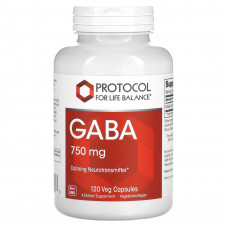 Гамма-аміномасляна кислота, ГАМК, GABA, Protocol for Life Balance, 750 мг, 120 веганських капсул Гамма-аміномасляна кислота, ГАМК, GABA, Protocol for Life Balance, 750 мг, 120 веганських капсул