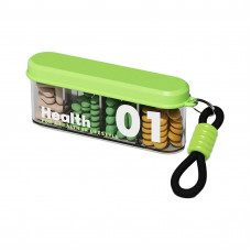 Органайзер для таблеток з ремінцем, Health 01 Portable Pill Organizer with Lanyard, MEMOSAN, водонепроникний, з 4 відділеннями, зелений