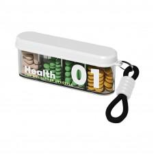 Органайзер для таблеток з ремінцем, Health 01 Portable Pill Organizer with Lanyard, MEMOSAN, водонепроникний, з 4 відділеннями, білий
