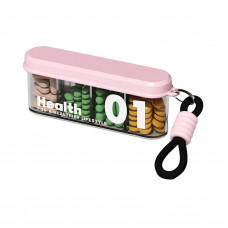 Органайзер для таблеток з ремінцем, Health 01 Portable Pill Organizer with Lanyard, MEMOSAN, водонепроникний, з 4 відділеннями, рожевий