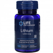 Літій оротат, Lithium, Life Extension, 1000 мкг, 100 вегетаріанських капсул Літій оротат, Lithium, Life Extension, 1000 мкг, 100 вегетаріанських капсул