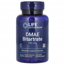 DMAE (Диметиламіноетанол), DMAE Bitartrate, Life Extension, 150 мг, 200 капсул DMAE (Диметиламіноетанол), DMAE Bitartrate, Life Extension, 150 мг, 200 капсул