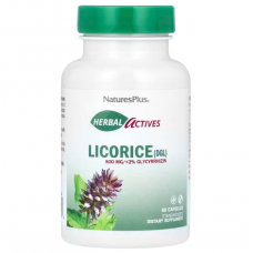 Корінь солодки, Licorice (DGL) Nature's Plus, Herbal Actives, 500 мг, 60 капсул Корінь солодки, Licorice (DGL) Nature's Plus, Herbal Actives, 500 мг, 60 капсул
