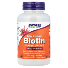Біотин, Biotin, Now Foods, підвищена міцність, 10 мг (10000 мкг), 120 вегетаріанских капсул Біотин, Biotin, Now Foods, підвищена міцність, 10 мг (10000 мкг), 120 вегетаріанских капсул