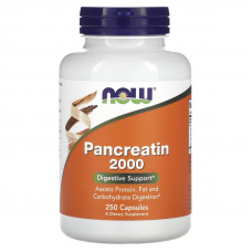 Панкреатин, Pancreatin 2000, Now Foods, 2000 мг, 250 капсул