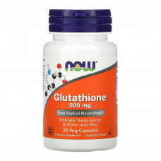 Глутатіон з екстрактом розторопші та альфа-ліпоєвою кислотою, Glutathione, NOW Foods, 500 мг, 30 вегетаріанських капсул