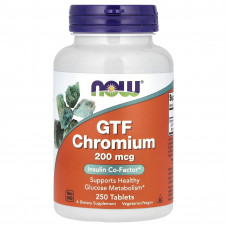 Хром, GTF Chromium, Now Foods, 200 мкг, 250 таблеток