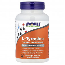 Тирозин, L-Tyrosine, Now Foods, додаткова сила, 750 мг, 90 вегетаріанських капсул Тирозин, L-Tyrosine, Now Foods, додаткова сила, 750 мг, 90 вегетаріанських капсул