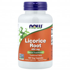 Корінь солодки, Licorice Root, Now Foods, 450 мг, 100 вегетаріанських капсул Корінь солодки, Licorice Root, Now Foods, 450 мг, 100 вегетаріанських капсул