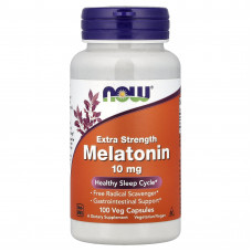 Мелатонін, Melatonin, NOW Foods, додаткова сила, 10 мг, 100 вегетаріанських капсул