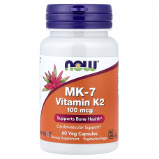 Вітамін К2, МК-7 Vitamin K-2, Now Foods, 100 мкг, 60 вегетаріанських капсул