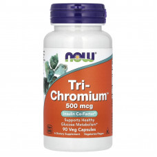 Хром, Tri-Chromium, Now Foods, 500 мкг, 90 вегетаріанських капсул